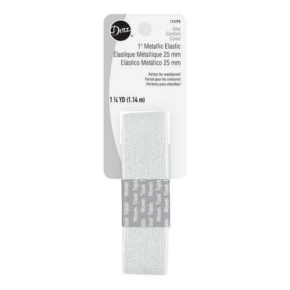 Dritz 1" Sewing & Crafting Metallic Elastic White 1.25 Yards