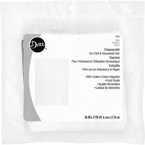 Dritz Cotton Cheesecloth, Food Grade, 36in x 3 Yards, for Crafts, Cheesemaking, and Décor