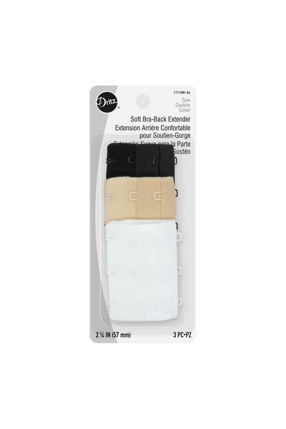 2.25" Soft Bra Back Extender Value Pack, 3 Count White, Black and Beige