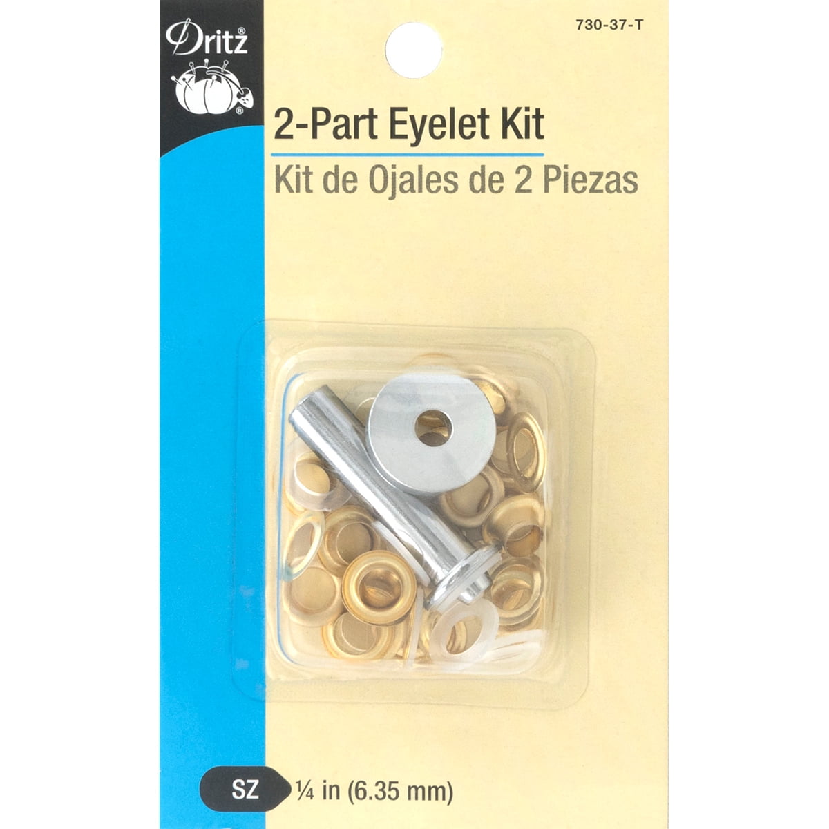 Dritz 2Part Eyelet Kit W/Tools 1/4" 15/PkgMatte Gold