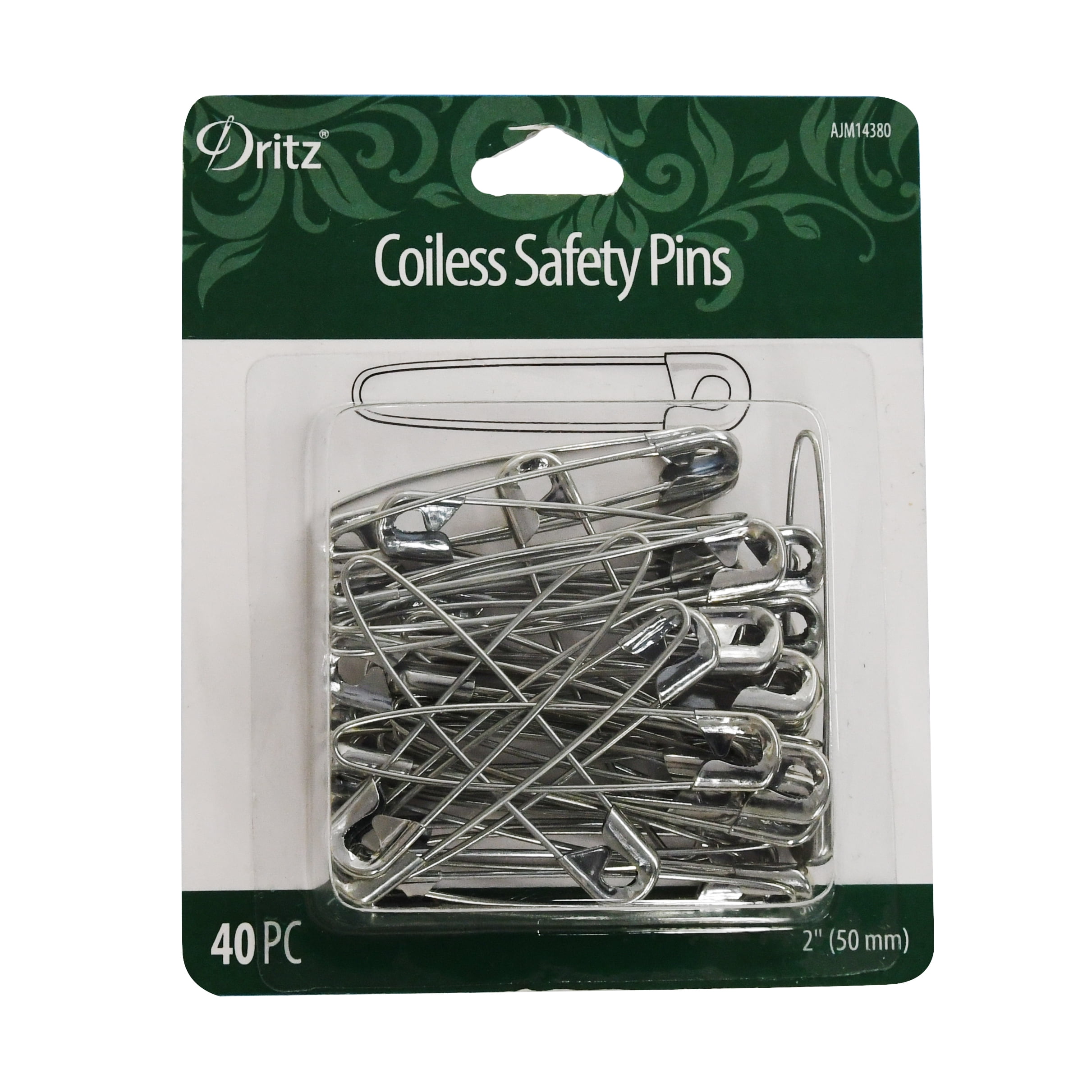 Dritz 2 Safety Pins Coiless, 40 Piece