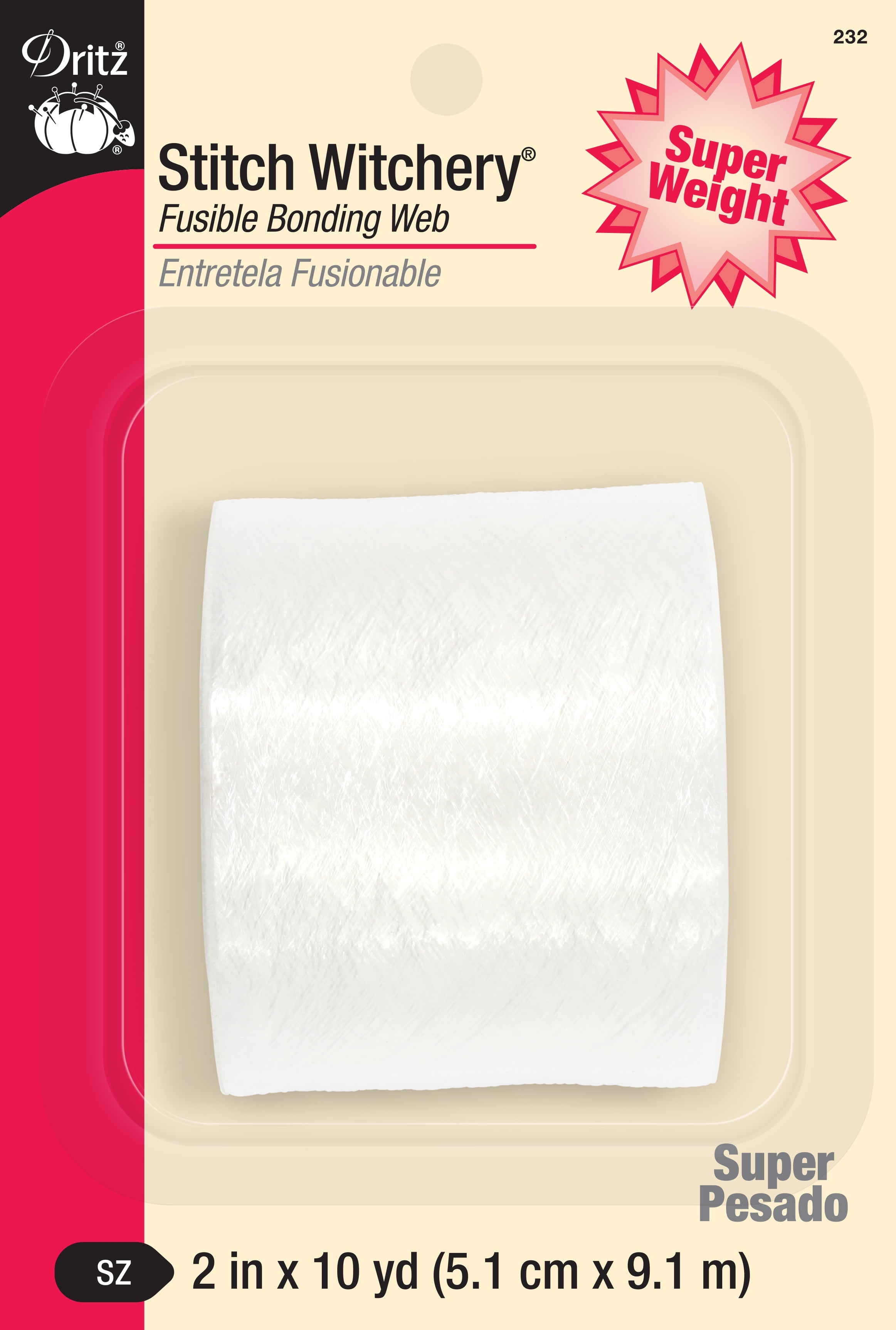 Dritz 2" Stitch Witchery Fusible Bonding , Super Weight, White, 10