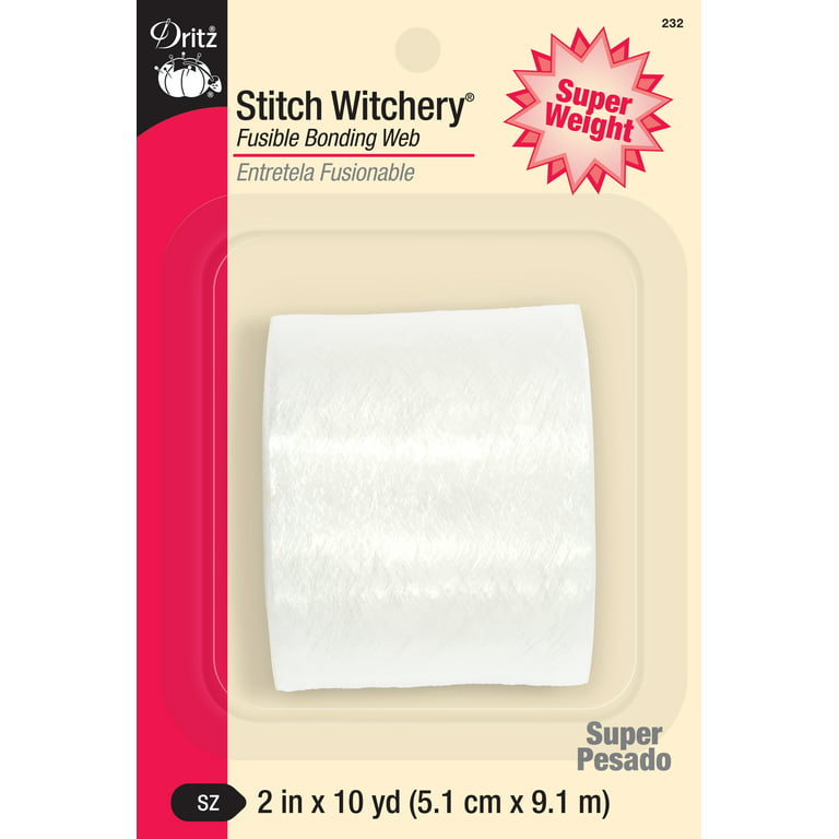 Dritz 2 Stitch Witchery Fusible Bonding Web, Super Weight, White, 10 yd 
