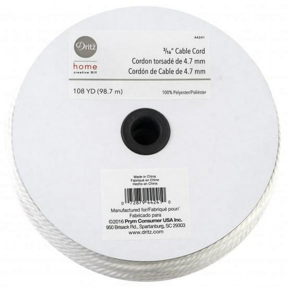 Dritz 3/16" Cable Cord, White, 108 yd