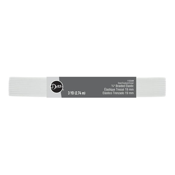 Dritz 3/4" Sewing & Crafting Braided Elastic White 3 Yards