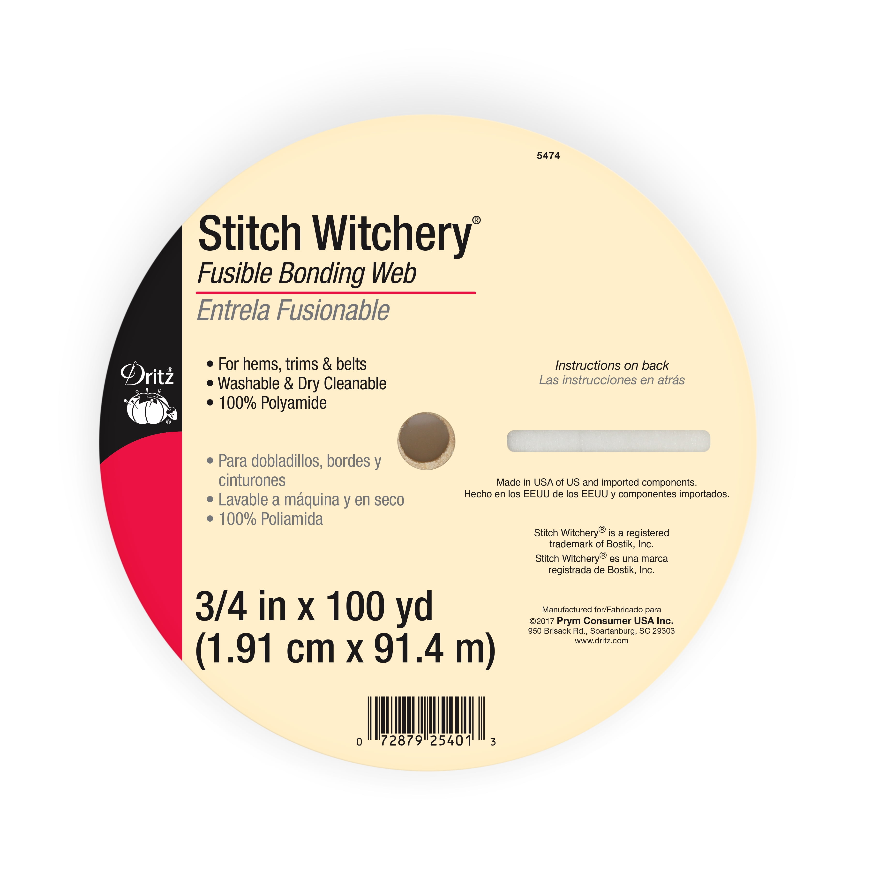  Stitch Witchery Fusible, 5/8, Regular Weight, 1 Roll, Black  Bonding Web, 5/8-Inch X 13-Yards