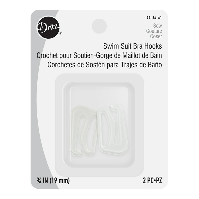 Dritz Swimsuit Bra Hook 3/4 Wide 2/Pkg Clear