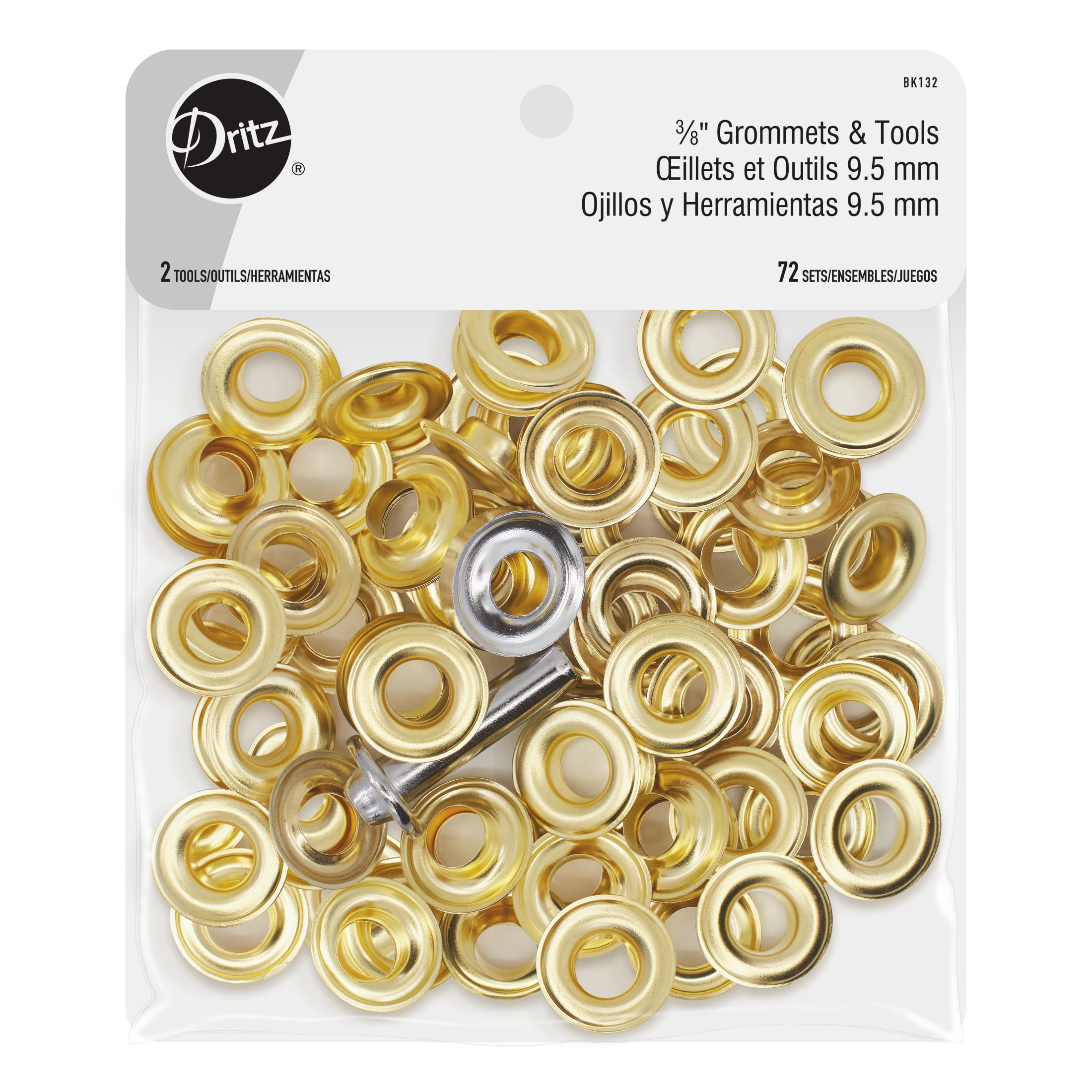 Dritz 1/4 2-Part Eyelets & Tools, 72 Sets, Nickel