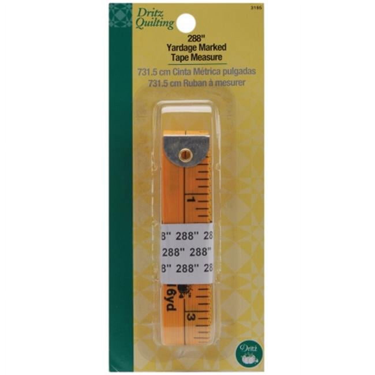 Dritz 3195 Dritz Quilting Yardage Marked Tape Measure-288 in. Yellow