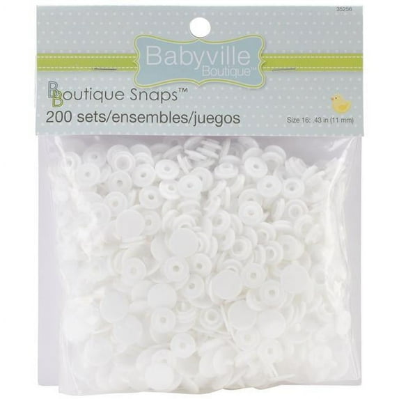 Dritz 350SB-35256 Babyville Boutique Snaps - White, 16 Size