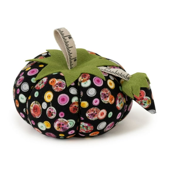 Dritz 4" Tomato Pin Cushion, Black Button Print