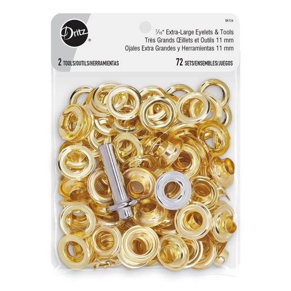 Dritz 7/16" Extra-Large Eyelets with Tools, Gold, 72 Sets