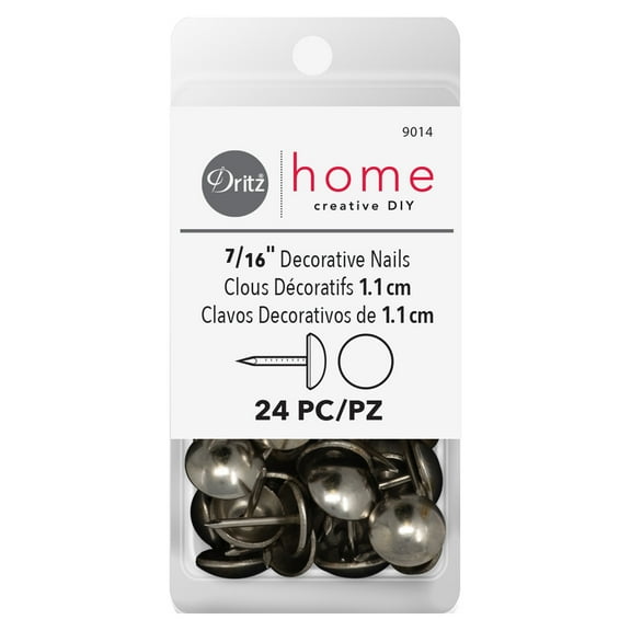 Dritz 7/16" Nickel Smooth Head Home Decorative Nails, 24 Count