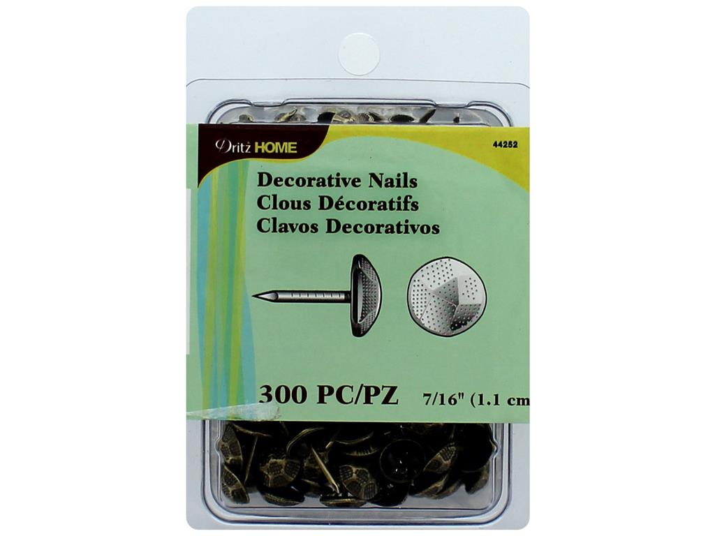 Dritz 7/16" Textured Decorative Nails, Antique Brass, 300 Pc