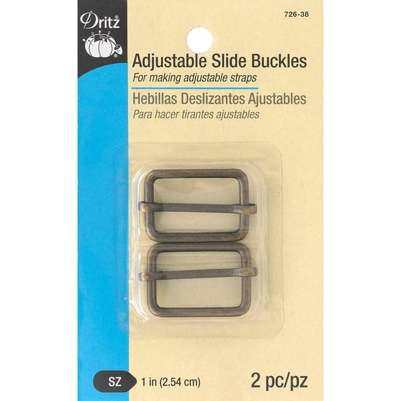 Dritz Adjustable Slide Buckle 1" 2/Pkg-Antique Brass
