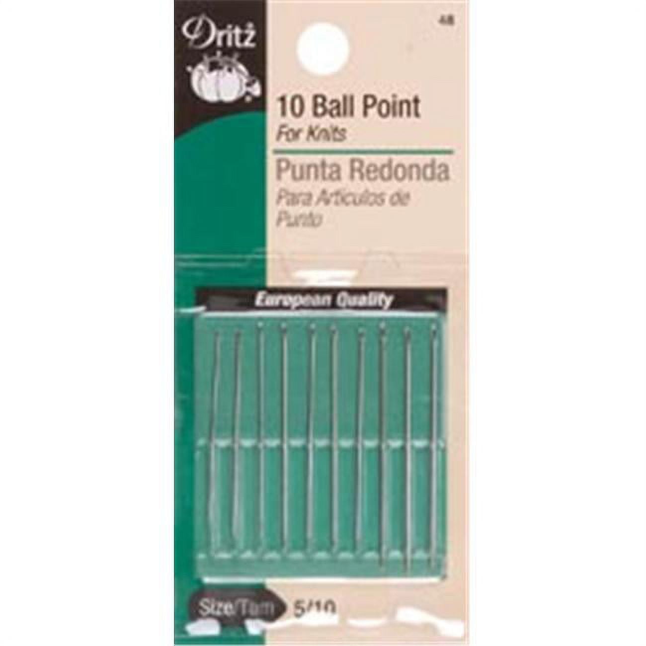 Dritz Ball Point Hand Needles - Size 5/10, Pkg of 10