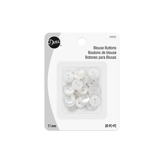 Dritz Blouse Buttons 2 Hole 11mm White 20pc