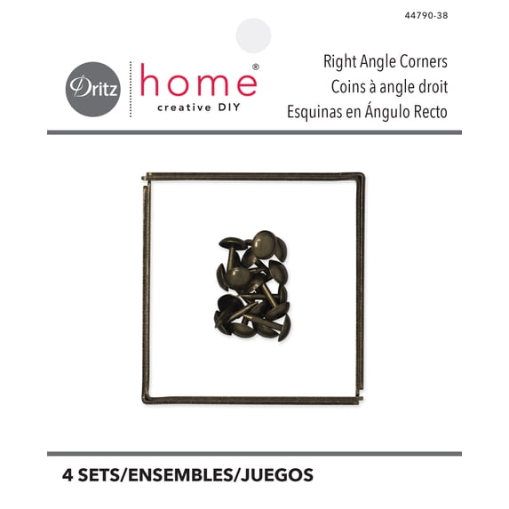 Dritz Campaign Textured Right Angle, Small, 3 Pack, Antique Brass