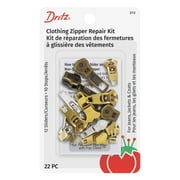Dritz Clothing Zipper Repair Kit, 22 Count of Assorted Sliders & Stops
