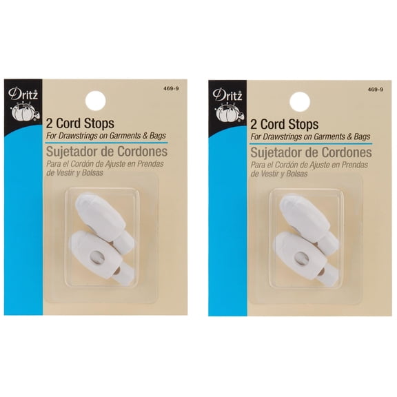 Dritz Cord Stops 1-1/4 inch 2/Pkg, White, 2-pack (total of 4 cord stops)