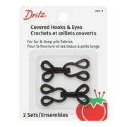 Dritz Covered Black Hooks & Eyes for clothing or crafting, 2 Sets
