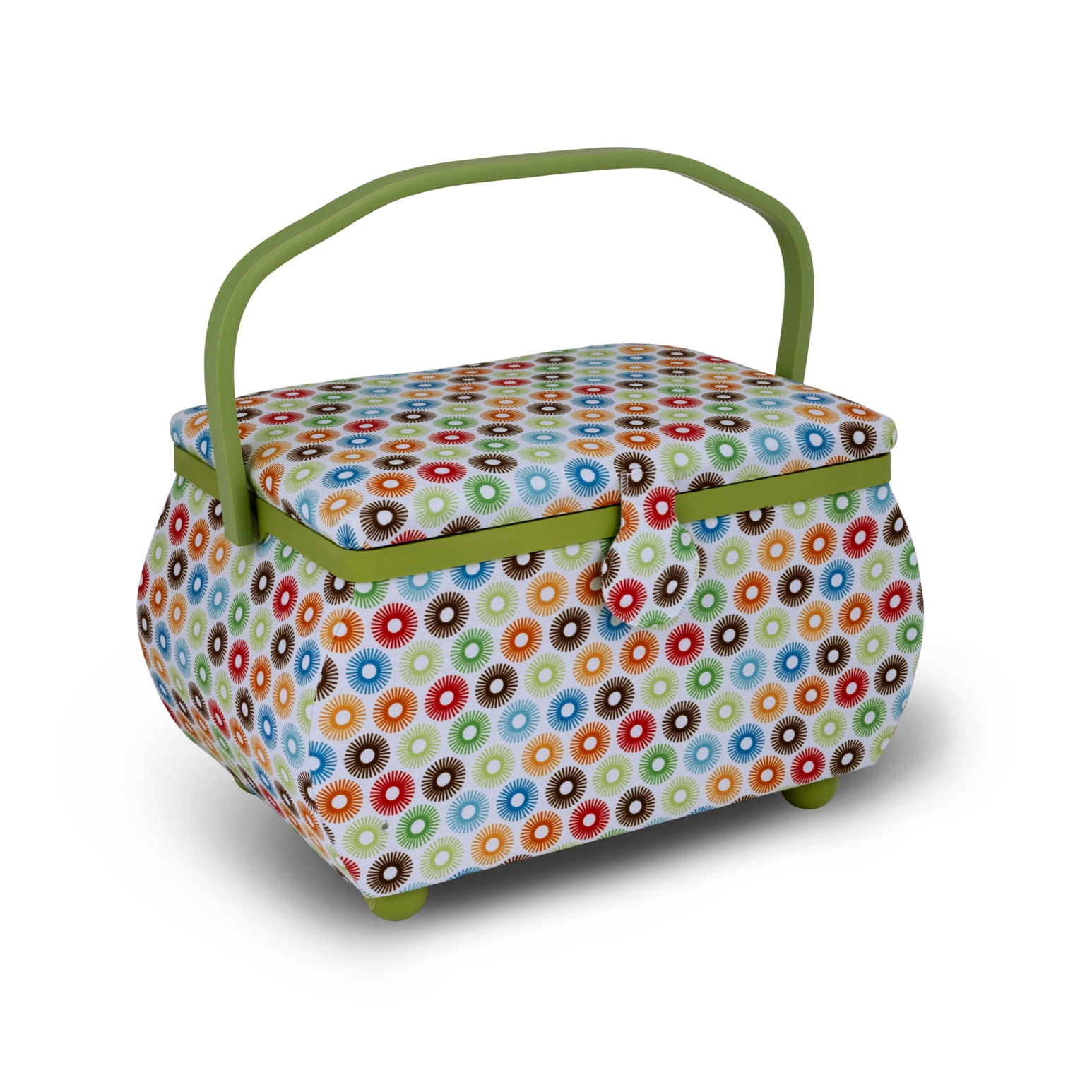 Dritz Curved Sewing Basket, Large, Multicolor Retro