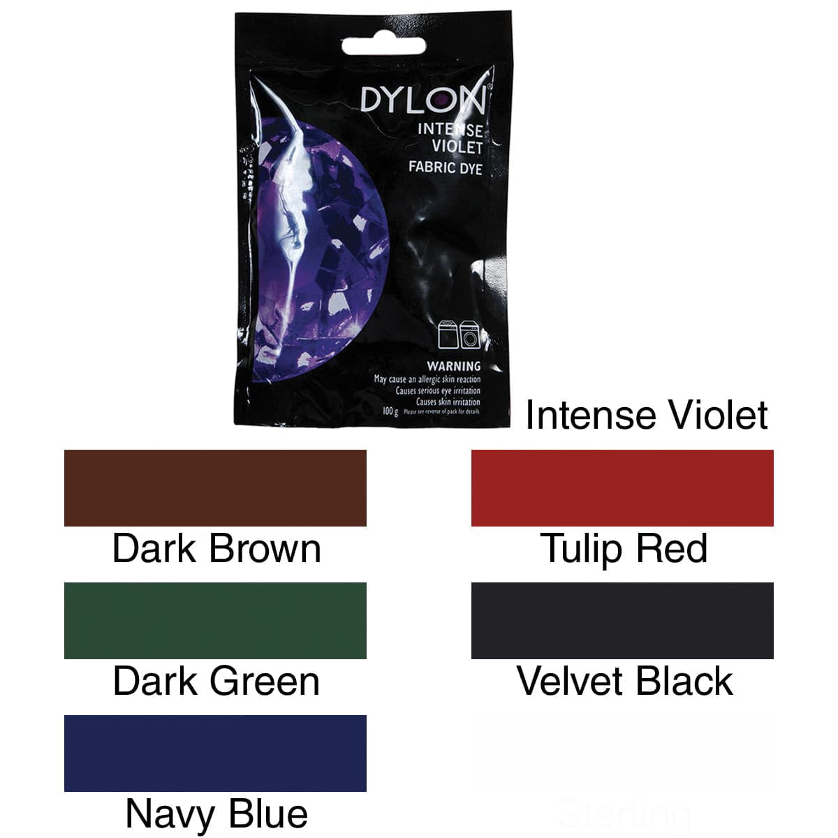 DYLON Hand Dye, Fabric Dye Sachet for Clothes, Soft Furnishings and  Projects, 50 g - Intense Black : : Grocery