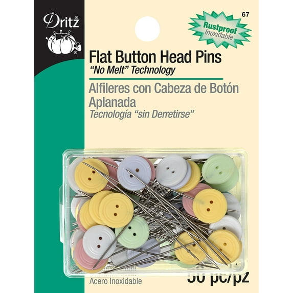 Dritz Flat Button Head Pins 50/Pkg-