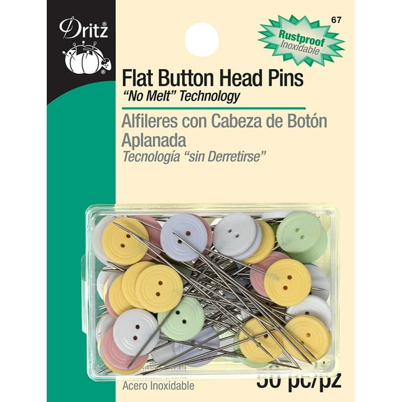 Dritz Flat Button Head Pins 50/Pkg-