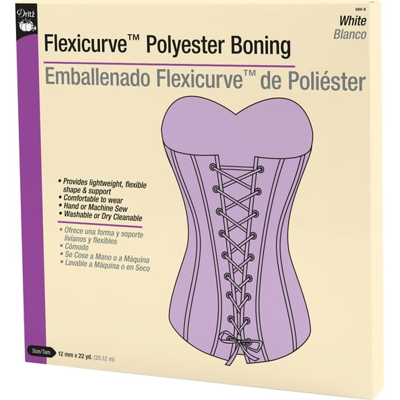 Dritz Flexicurve Polyester Boning for Shape & Support, 22-Yards, White