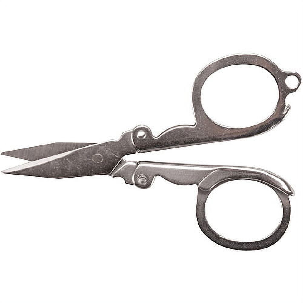 Foldable Small Scissors,Portable Mini Travel Scissor,Big Size Stainless Steel Folding Scissor with Keychain Pointy Small Sewing Fold Up Scissors