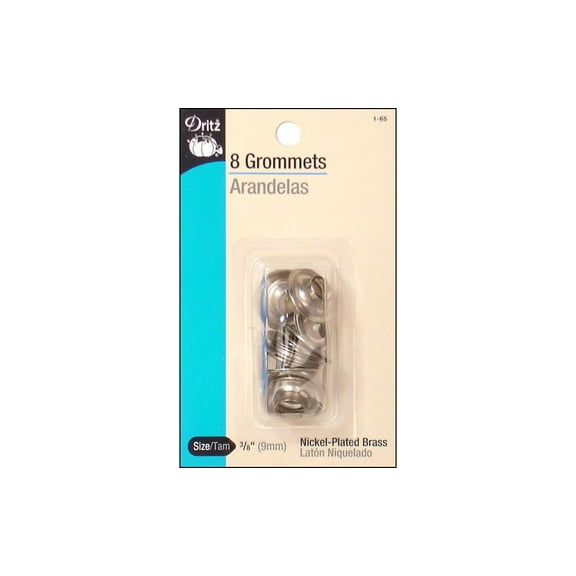 Dritz Grommets: Nickel Plated Brass, 9mm, 8 Pieces