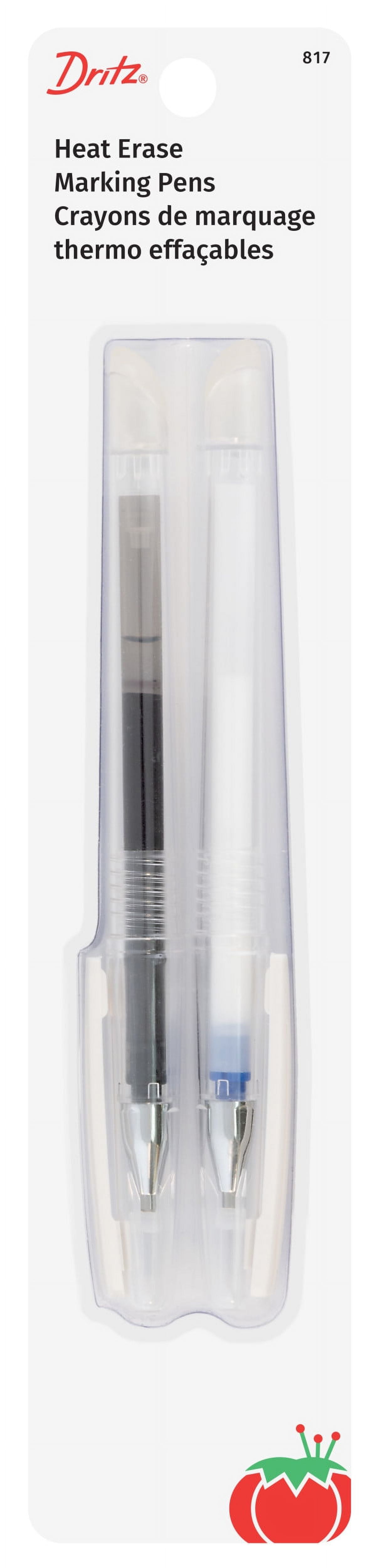 Dritz Heat Erase Marking Pens, Fine Point, 2 Pack Black and Blue