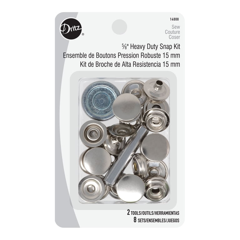 Dritz Heavy-Duty Nickel-Finish Snap Kit Sewing Fasteners (8 Pack