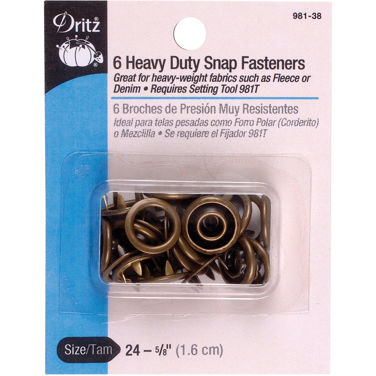 Dritz Brass Heavy Duty Snaps Size 24-5/8 - 7ct