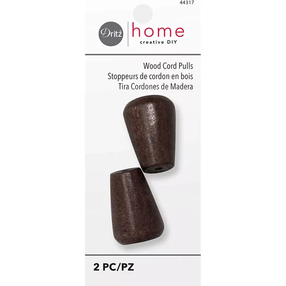 Dritz Home 44317 Wood Cord Pulls, Dark Brown (2-Piece), 3 Pack