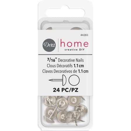 Dritz Home 7/16" Upholstery Brushed Nickel Decorative Nails, 24 Count