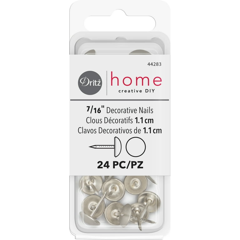 Brushed Nickel) 7/16 Decorative Upholstery Tacks, Round Head (1000)