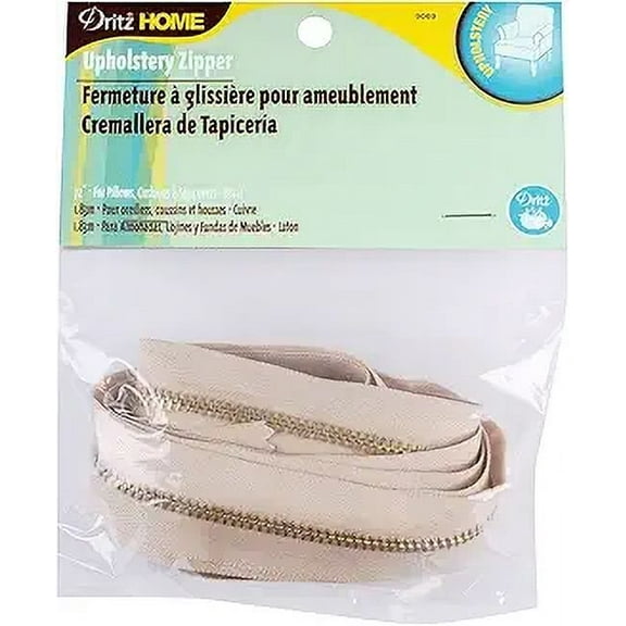 Dritz Home 9069 Brass Upholstery Zipper, 72-Inch, Beige