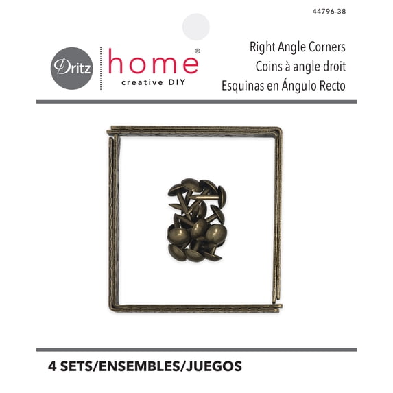 Dritz Home Textured Right Angle Corners, Small, 3 Packs, Antique Brass