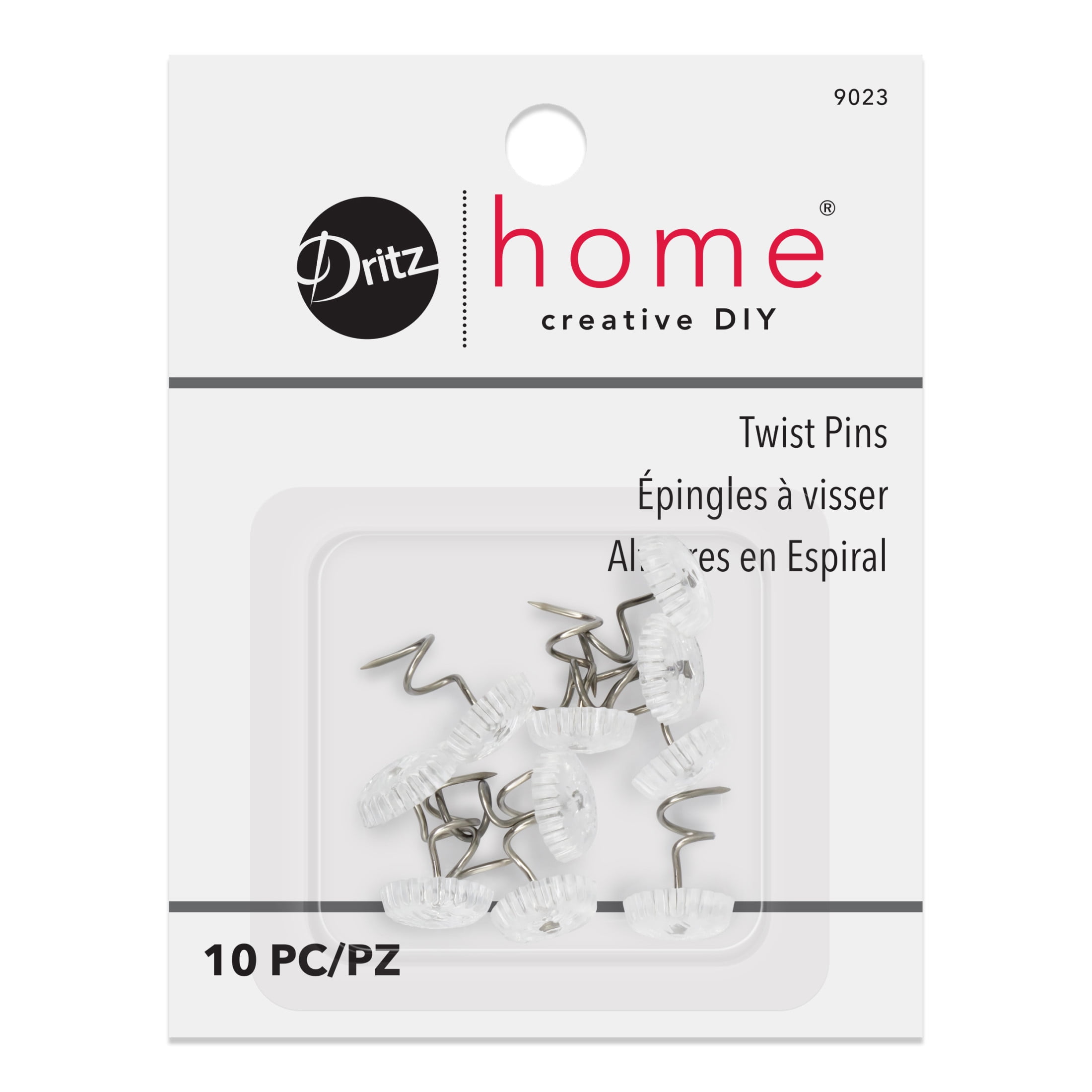 Dritz Home Twist Pins with Clear Heads, 10 Count