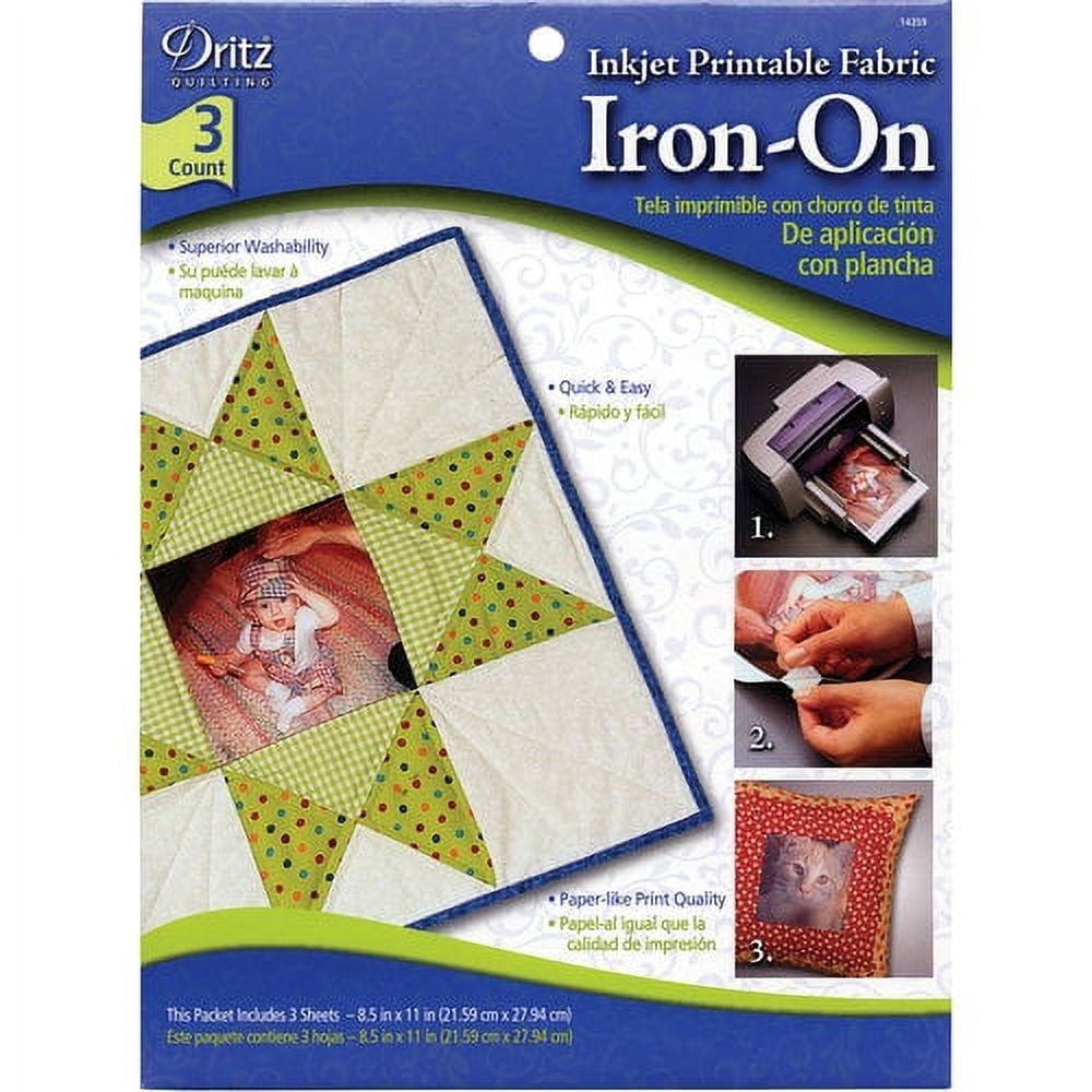 Dritz Inkjet Printable Iron-On Fabric, 3 Count