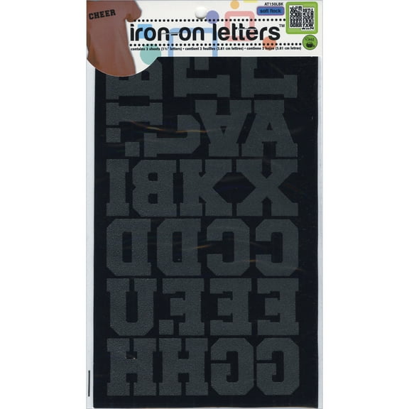 Dritz Iron-On Letters Soft Flock 1-1/2" Athletic-Black