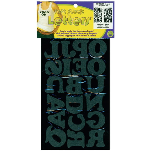 Dritz Iron - On Letters Soft Flock - 1.5" Cooper - Black