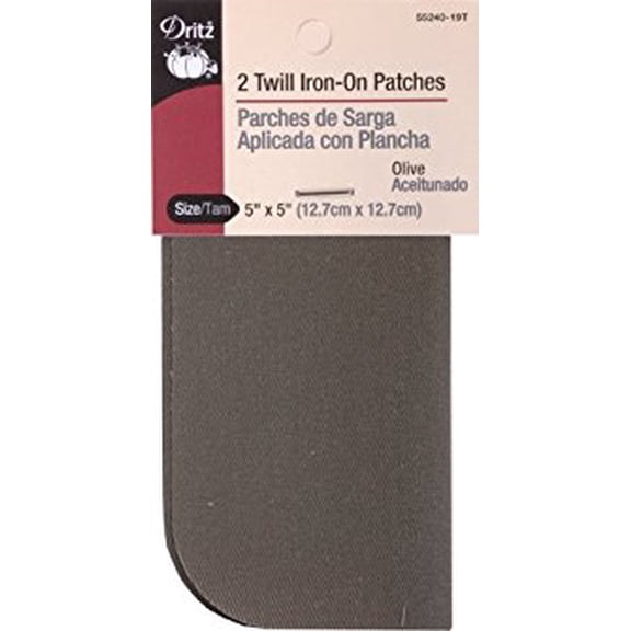 Olive Twill - Iron-On Patches 5"X5" 2/Pkg