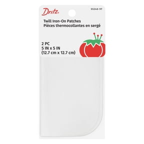 Dritz Twill Iron-On Patches, 5" x 5", White, 2 Count