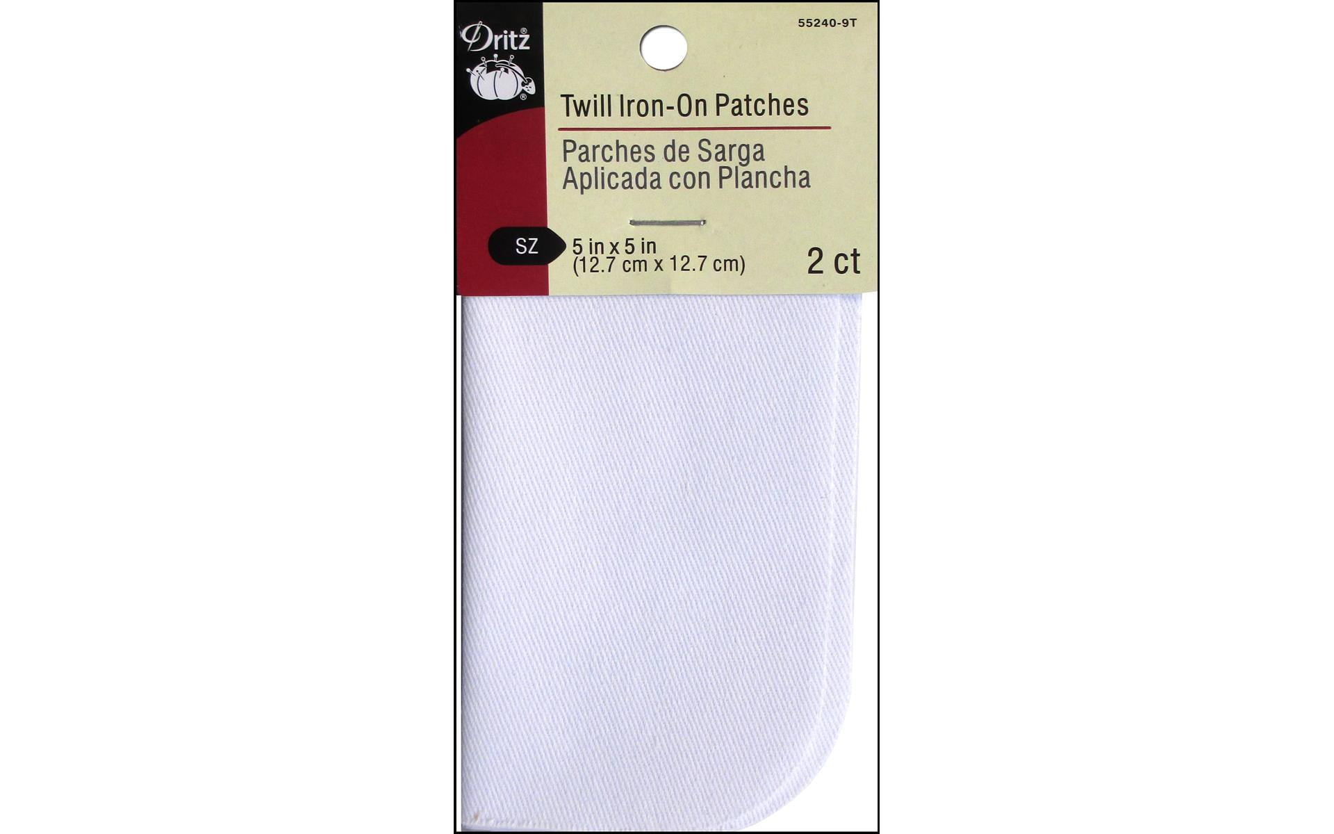 Dritz 2-Pack Iron-On Twill Patches - Khaki, 5x5 Inches For Mending & Decoration