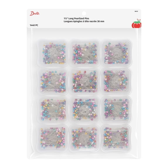 Dritz Long Pearlized Pins, 1-1/2", Multicolor, 1440 Pins