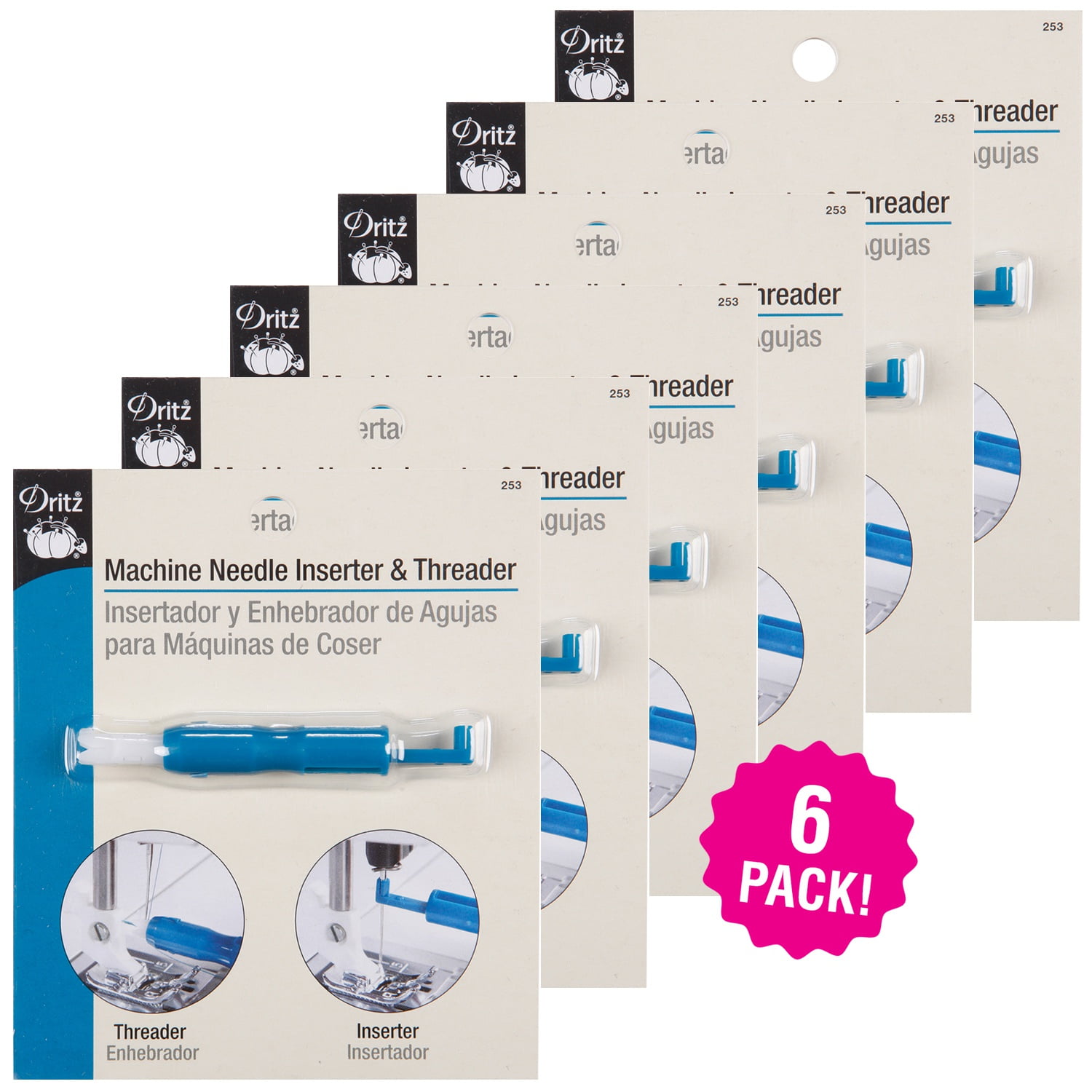 Dritz Machine Needle Inserter & Threader, Multipack of 6
