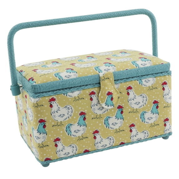 Dritz Medium Sewing Basket, Yellow Chickens
